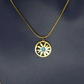 Mavi Papatya Çelik Kolye thumbnail 3