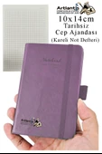 Sert Kapak Tarihsiz Ajanda 10x14 cm 1 Adet Sert Kapak Lastikli Not Defteri Cep Ajandası Kareli Kalem Tutuculu Thermo - 6