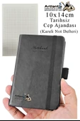 Sert Kapak Tarihsiz Ajanda 10x14 cm 1 Adet Sert Kapak Lastikli Not Defteri Cep Ajandası Kareli Kalem Tutuculu Thermo - 4