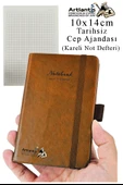 Sert Kapak Tarihsiz Ajanda 10x14 cm 1 Adet Sert Kapak Lastikli Not Defteri Cep Ajandası Kareli Kalem Tutuculu Thermo - 5