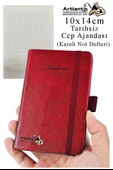 Sert Kapak Tarihsiz Ajanda 10x14 cm 1 Adet Sert Kapak Lastikli Not Defteri Cep Ajandası Kareli Kalem Tutuculu Thermo - 3