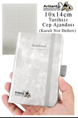 Sert Kapak Tarihsiz Ajanda 10x14 cm 1 Adet Sert Kapak Lastikli Not Defteri Cep Ajandası Kareli Kalem Tutuculu Thermo - 2