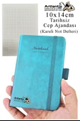 Sert Kapak Tarihsiz Ajanda 10x14 cm 1 Adet Sert Kapak Lastikli Not Defteri Cep Ajandası Kareli Kalem Tutuculu Thermo - 1