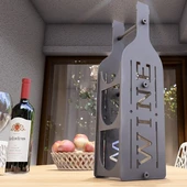 Masa üstü Şarap Şişesi Standı Metal Desenli Dekoratif ve Çok Şık - 7