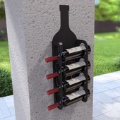 Şarap Şişesi Duvar Rafı Metal Desenli - 2
