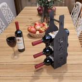 Masa üstü Şarap Şişesi Standı Metal Desenli Dekoratif ve Çok Şık - 1