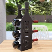 Masa üstü Şarap Şişesi Standı Metal Desenli Dekoratif ve Çok Şık - 3