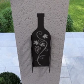 Şarap Şişesi Duvar Rafı Metal Desenli - 5
