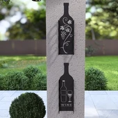 Şarap Şişesi Duvar Rafı Metal Desenli - 1