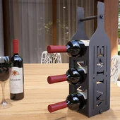 Masa üstü Şarap Şişesi Standı Metal Desenli Dekoratif ve Çok Şık - 2