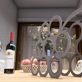 Üzüm Desenli Masa üstü Şarap Şişesi Standı Metal Dekoratif - 7