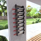 Şarap Şişesi Duvar Rafı Uzun Boylu Metal Desenli - 1