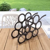 Üzüm Desenli Masa üstü Şarap Şişesi Standı Metal Dekoratif - 6