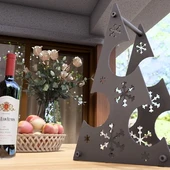 Yılbaşı Temalı Metal Şarap Şişesi Standı Desenli Dekoratif - 8