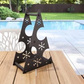 Yılbaşı Temalı Metal Şarap Şişesi Standı Desenli Dekoratif - 6