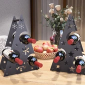 Yılbaşı Temalı Metal Şarap Şişesi Standı Desenli Dekoratif - 1