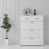 Melodi 3 Düşer Kapaklı 2 Çekmeceli Ayakkabılık - Wood Beyaz - 2