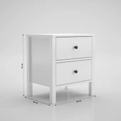 Venezia 2 Çekmeceli  Ahşap Ayaklı Premium Komodin - Minifiks - Wood Beyaz - 6