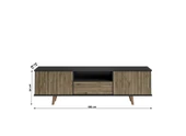 Nova  Zebra Kapak 180 Cm 2 Kapak 2 Çekmeceli Premium Tv Ünitesi - Minifiks - Wood Siyah / Atlantik Çam - 6