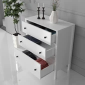 Venezia 3 Çekmeceli Şifonyer Ahşap Ayaklı - Minifiks - Wood Beyaz - 4