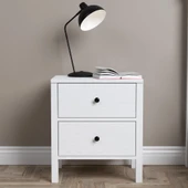 Venezia 2 Çekmeceli  Ahşap Ayaklı Premium Komodin - Minifiks - Wood Beyaz - 4