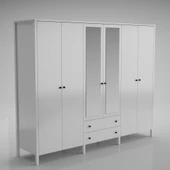 Venezia 6 Kapak 2 Çekmece Aynalı Ahşap Ayaklı Gardırop 240 Cm Genişlik - Minifiks - Wood Beyaz - 5