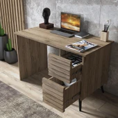 Della Premium 2 Çekmeceli Panjur Desenli Çalışma Masası -Minifiks - Pera / Siyah - 4