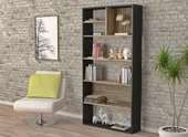 Nova Zebra 7 Bölmeli Kitaplıklık - Minifiks - Wood Siyah  Atlantik Çam - 1