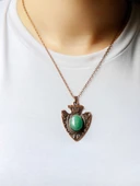 Doğal Taş Yeşil Akik Doğal Taşlı Otantik Kadın Kolye 45 Cm Zincirli euk12bya thumbnail 3