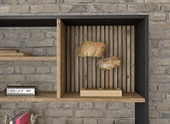 Nova Zebra 7 Bölmeli Kitaplıklık - Minifiks - Wood Siyah  Atlantik Çam - 4