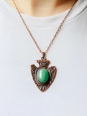 Doğal Taş Yeşil Akik Doğal Taşlı Otantik Kadın Kolye 45 Cm Zincirli euk12bya thumbnail 2