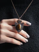 Doğal Taş Kaplangözü Doğal Taşlı Otantik Kadın Kolye 45 Cm Zincirli euk12bkg thumbnail 1