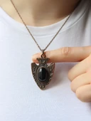 Doğal Taş Oniks Doğal Taşlı Otantik Kadın Kolye 45 Cm Zincirli euk12bo - 1