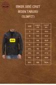 Erkek Hakiki Kuzu Derisi Mont Slim Fit Siyah Biker Ceket Fermuarlı Dik Yaka Derimont - 6