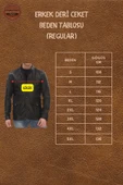 Erkek Hakiki Kuzu Derisi Kışlık Parka Kapüşonlu Kürklü Deri Mont Şişme Mont Deri Kaban - 6