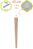 Ham 1 Adet Lüks 65 Cm Konik Ahşap Masa Ayağı Çap: 4,2 Cm Hobi Dıy (VİDA VE APARATLARIYLA BİRLİKTE) - 1