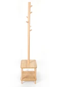 8 Askılı Portmanto Komodinli Ayakkabılık Vestiyer Naturel Ağaç Antre Ev Ofis 170x35x35 Cm - 1
