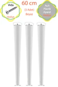 Beyaz 3 Adet Lüks 60 Cm Konik Ahşap Masa Ayağı Çap: 4,2 Cm Hobi Dıy (VİDA VE APARATLARIYLA BİRLİKTE) - 1