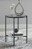 Nordic Yan Sehpa Temperli Cam 40 cm Demonte Çizilmez Kırılmaz Metal Çerçeve Raflı Minimalist Sehpa B - 1