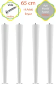 Beyaz 4 Adet Lüks 65 Cm Konik Ahşap Masa Ayağı Çap: 4,2 Cm Hobi Dıy (VİDA VE APARATLARIYLA BİRLİKTE) thumbnail 1