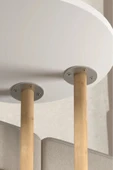 C Sehpa Yuvarlak 36 cm Çap Tekerlekli Şık Tasarım Koltuk Yan Sehpa Zigon Servis Sehpası  Beyaz - 3