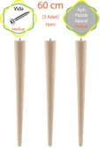 Ham 3 Adet Lüks 60 Cm Konik Ahşap Masa Ayağı Çap: 4,2 Cm Hobi Dıy (VİDA VE APARATLARIYLA BİRLİKTE) thumbnail 2
