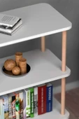 Dekoratif 3 Raflı Kitaplık Eşya Düzenleyici Mutfak, Salon, Ofis, Koridor, Balkon Rafı Beyaz - 3