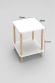 35x35 cm Kare İki Katlı Ahşap Komodin Çok Amaçlı Sehpa Yatak Odası Baza Yanı Ayak Yükseklik 45 cm - 2