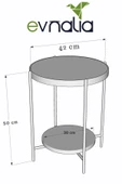 Nordic Yan Sehpa Temperli Cam 40 cm Demonte Çizilmez Kırılmaz Metal Çerçeve Raflı Minimalist Sehpa B - 3