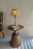 50 Cm Mantar Tekli Yan Sehpa Orta Boy Ihlamur Ağacı Masif Ahşap Ceviz Ince Boğum Çap:40 Cm (1 Adet) - 3