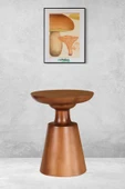 50 Cm Mantar Tekli Yan Sehpa Orta Boy Ihlamur Ağacı Masif Ahşap Ceviz Ince Boğum Çap:40 Cm (1 Adet) - 1