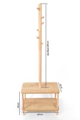 8 Askılı Portmanto Komodinli Ayakkabılık Vestiyer Naturel Ağaç Antre Ev Ofis 170x60x35 Cm - 2