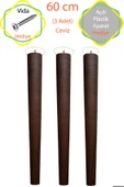 Ceviz 3 Adet Lüks 60 Cm Konik Ahşap Masa Ayağı Çap: 4,2 Cm Hobi Dıy (VİDA VE APARATLARIYLA BİRLİKTE) - 1