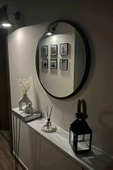 Dekoratik Yuvarlak Ayna 60 Cm Çap Antre Hol Koridor Duvar Salon Mutfak Banyo Ofis Makyaj Aynası - 3